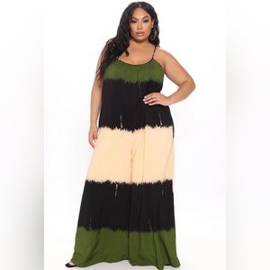 👑1X Fashion Nova Jumpsuit - Yellow Green Black! Extra flowy!👑